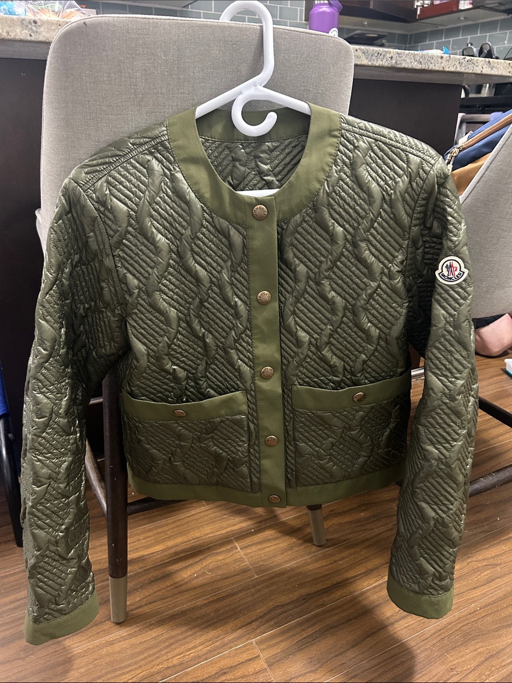 Moncler Libellule Geometric Quilted Short Down Jacket - Picture 3 of 8